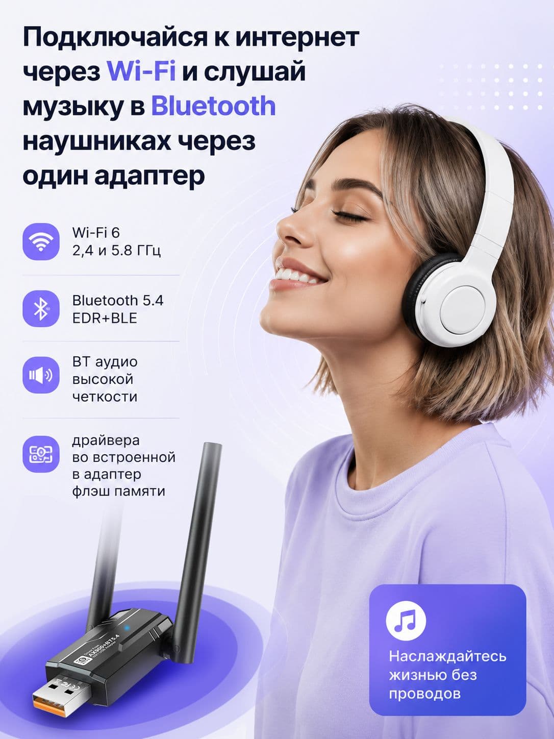 WI FI адаптер для компьютера AlisaFox блютуз адаптер для пк AX918B — миниатюра 2